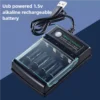 1.5V USB 4 slots Charger Independent Charging AA alkaline battery charger Smart Portable Rechargeable Battery Charger with cover