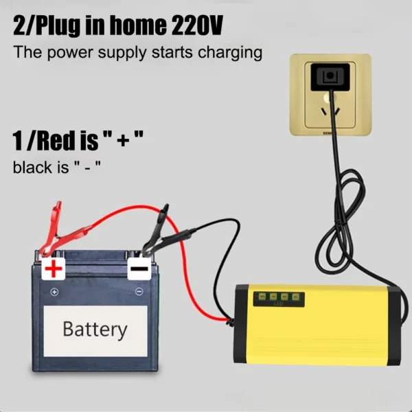 S111582e328f141108fef16e340c340abB.webp Full Automatic Car Battery Charger 12V 2A Intelligent Fast Power Charging 3 Stages Lead Acid AGM GEL Battery chargers