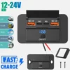 Car Charger Socket Adapter with Switch, 2-4-Ports Charging Splitter, Outlet for Bus, RV, ATV,Truck,Boat,Outlet,12V,24V, PD,QC3.0