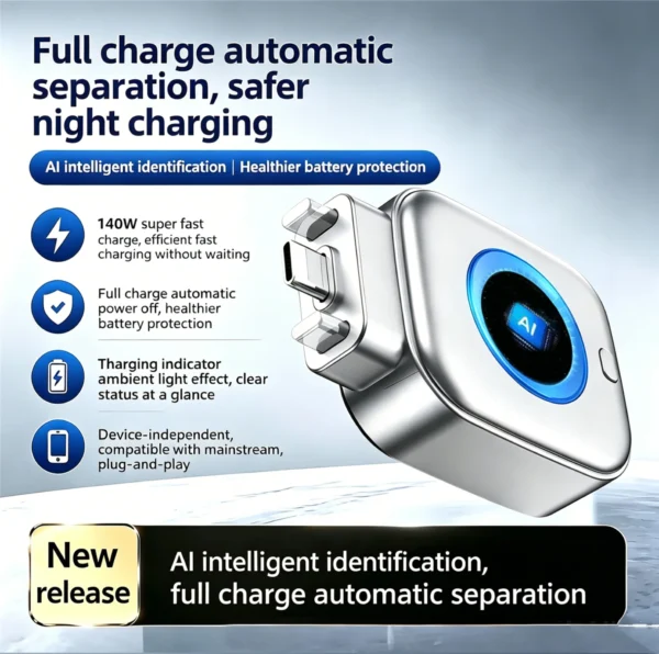 Full-charge cut-off charger: a charger that automatically detects when the battery is fully charged and disconnects, featuring o