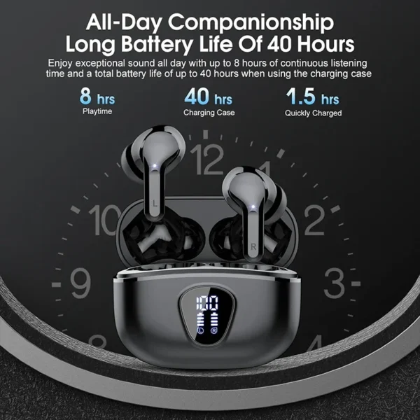 Wireless Earbuds BT5.3 Headphones HiFi Stereo EarBuds with ENC Noise Cancelling Mic 48H LED Display IP7 Waterproof Earphones