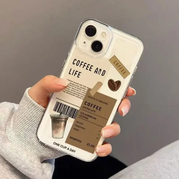 Coffee Phone Cases For iPhone 16 15 14 13 12 11 Pro Max XR 8 7 Plus 13 12 Mini Soft Transparent Cover