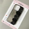 Letter Black Lace Phone Case For IPhone 17 16 15 14 13 12 11 Pro Max 13 12 17 Air 16 Plus Shockproof Soft Clear Cases Coque