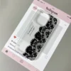 Letter Black Lace Phone Case For IPhone 17 16 15 14 13 12 11 Pro Max 13 12 17 Air 16 Plus Shockproof Soft Clear Cases Coque