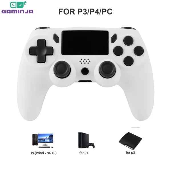 S56be6fb0ba5e42b19a2fe9dcd9f2ae81j.webp GAMINJA Wireless Gamepad With 6-axis Gyroscope PC Joystick touchpad Dual Vibration For PS4 PS3 PC Multi-function Controller