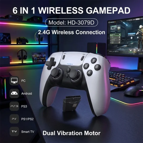 Wireless Gaming Controller - Handheld Game Console with Entertainment Gamepad for PS1 PS2 PS3 PC Android