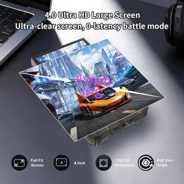 GAMINJA ANS13 Retro Handheld Video Game Console 4.0 Inch IPS Screen Portable Pocket Gaming System with 15000+ Built-In Games