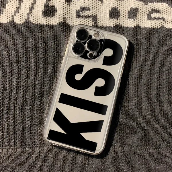 Kiss English Phone Cases For iPhone 17 16 15 14 Plus 13 12 11 Pro Max Plus 17 Air Transparent Silicone Cover Coque