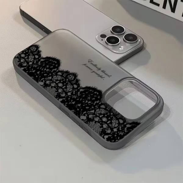 Letter Black Lace Phone Case For IPhone 17 16 15 14 13 12 11 Pro Max 13 12 17 Air 16 Plus Shockproof Soft Clear Cases Coque