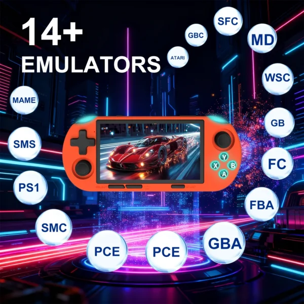 Sb9d6ac44fe004a5cb10a98cd8640a8d3K.webp GAMINJA Handheld Portable Gaming Console 4.5Inch HD IPS Screen Display Retro Gaming System LED lights Built-in 12000 Games