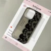 Letter Black Lace Phone Case For IPhone 17 16 15 14 13 12 11 Pro Max 13 12 17 Air 16 Plus Shockproof Soft Clear Cases Coque