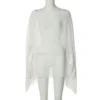 S2853d57f16a0493ca51f6ddfd10e17eeF.webp Woman Clothes See-through Chiffon Blouses Sexy Fashion Solid Cover-ups Ladies Elegant Night Club Tops White Black Streetwear