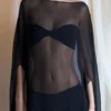 S36c040932b2d4a808f6e884ad5f2c59fW.webp Woman Clothes See-through Chiffon Blouses Sexy Fashion Solid Cover-ups Ladies Elegant Night Club Tops White Black Streetwear