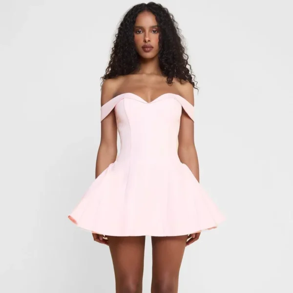 Women's Clothing 2025 Autumn New Arrival Contrast Color Design Sexy Tube Top Slim Fit Ruffle Dress Vestidos De Mujer
