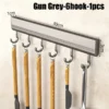 Kitchen Storage Rack Aluminum Alloy Hook Rack Wall Mounted Kitchen Utensil Storage Rack Bathroom Robe Towel Hanger