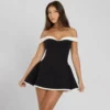 Women's Clothing 2025 Autumn New Arrival Contrast Color Design Sexy Tube Top Slim Fit Ruffle Dress Vestidos De Mujer
