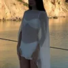 S96f525aaa940420db89450b78dc210884.webp Woman Clothes See-through Chiffon Blouses Sexy Fashion Solid Cover-ups Ladies Elegant Night Club Tops White Black Streetwear