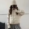 Women's Clothing Knitted Splicing Down Cotton Coat Warm Versatile Short New Winter