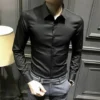 Clothes Business Male Top Plain with Print Men's Shirt and Blouse White Long Sleeve Elegant Hipster Silk Designer Cheap Brand I