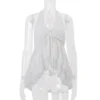 Clothing 2026 Spring New Style French Gentle Small Fresh Chiffon Hook Pattern Irregular Halter Neck Vest Top