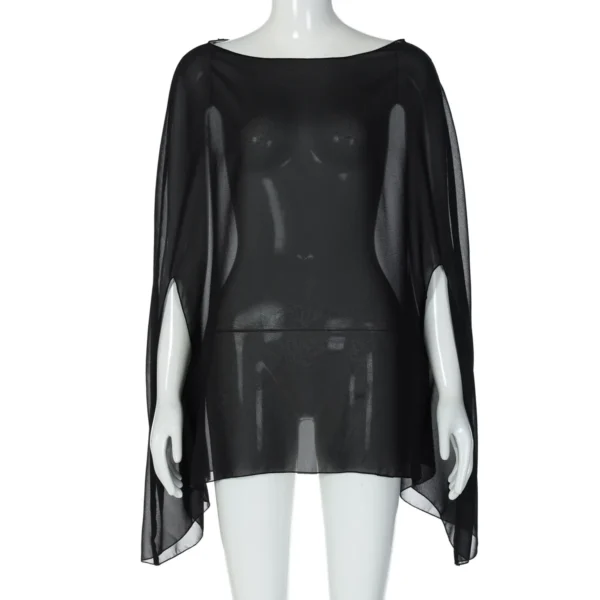 Sfbb59fd9ae2741e9902de93c28f9adb0O.webp Woman Clothes See-through Chiffon Blouses Sexy Fashion Solid Cover-ups Ladies Elegant Night Club Tops White Black Streetwear